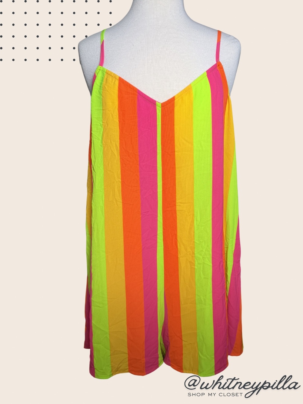 Show Me Your MuMu Neon Multi-Stripe Spaghetti Strap Short Romper Size Large